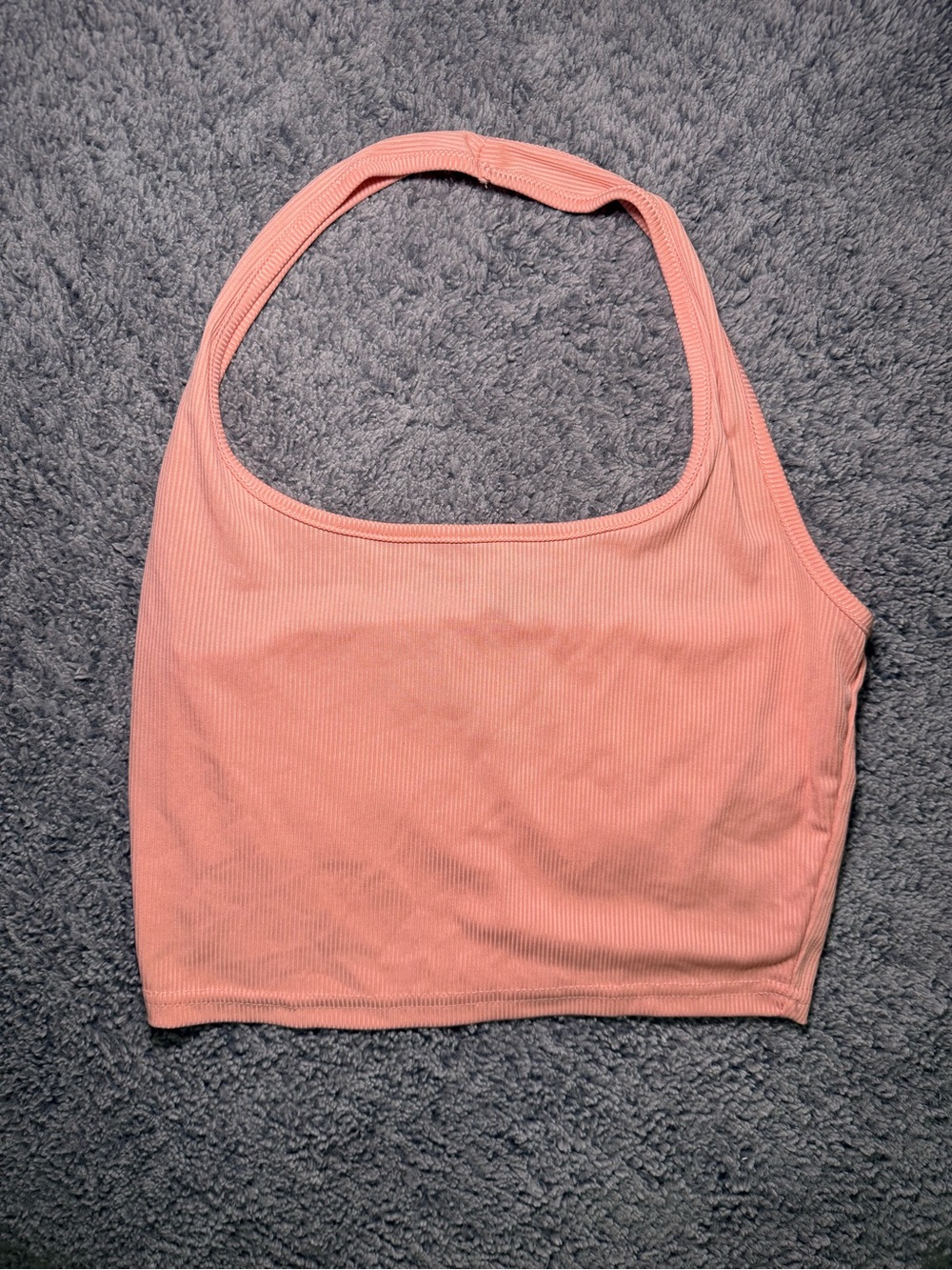 SHEIN Ribbed Halter Bandeau Top - Coral Pink